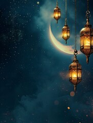 Ramadan Poster design, realistic, HD, copy space - generative ai