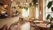 Alternatives Café oder Bistro in Deutschland. Nachhaltige Einrichtung vom Restaurant und Liebe im Detail mit natürlichem Material.