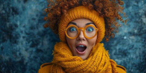 Wall Mural - Woman Wearing Glasses and Yellow Scarf