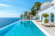 Villa mit Pool im Urlaub am Mittelmeer in Europa. Luxus  Apartment im Sommer mit Swimmingpool.