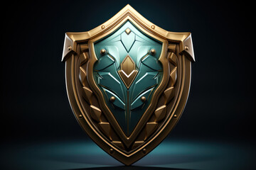 Poster - a chic, stylized shield icon adorned with patterns represents resilience and protection in financial