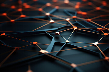 Poster - A geometric pattern of intersecting lines and shapes, forming a modern and visually appealing background for text on contemporary topics. Generative Ai.