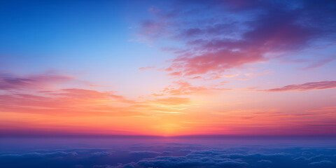 Wall Mural - abstract gradient sunrise in the sky with cloud and blue mix orange natural background.