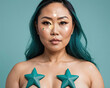 Empowered Asian Woman - Artistic mid-shot portrait of a strong and independent Asian female with a minimalist aesthetic Gen AI