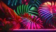 Neon tropical monstera leaf  banner