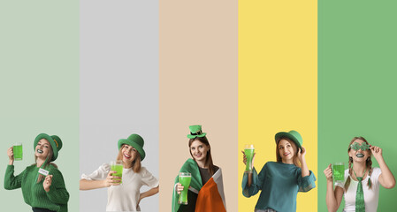 Poster - Collage with many women celebrating st. Patrick's Day