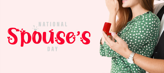 Poster - Banner for National Spouses Day with young man proposing to his beloved