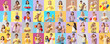 © Pixel-Shot - Group of little children with golden ribbons on color background. Childhood cancer awareness concept
