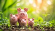 © ThisDesign - Piggy bank family with parent and baby pigs generative ai