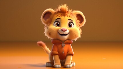 Wall Mural - A cute cartoon lion character Ai Generative