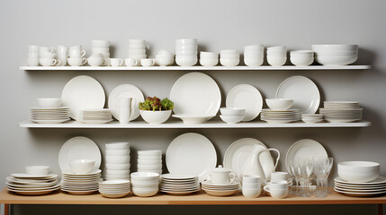 white dishes