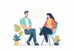 © Denis Yevtekhov - Illustration of a mentor giving one-on-one guidance, Flat illustration