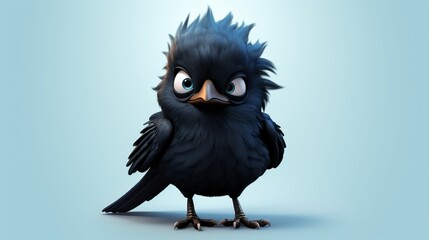 A cute cartoon black drongo character Ai Generative