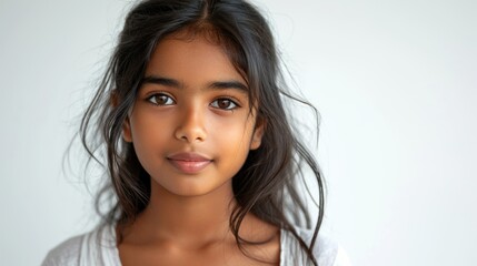 Closeup photo of beautiful Asian Indian teenage girl waiting. Copyrighted children's advertisements