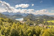 Panoramic View of Alpsee Lake and Green Fields in the Summer, Near Hohenschwangau, Bavaria, Germany