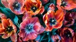 Tropical tulip flowers with a burst of lively colors generative ai