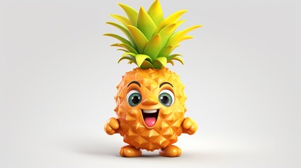 Wall Mural - A cute cartoon pineapple fruits character Ai Generative