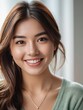 © puruan-AI - Attractive and confident smiling young Asian woman close up portrait