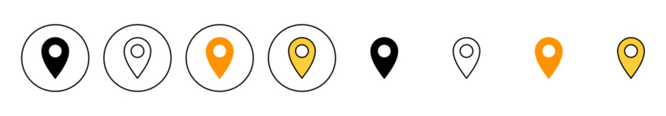 Pin icon set vector. Location sign and symbol. destination icon. map pin