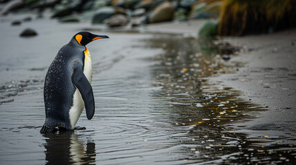 Wall Mural - penguin on the rocks