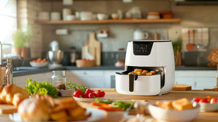  Variety food on the table, cooked in the air fryer