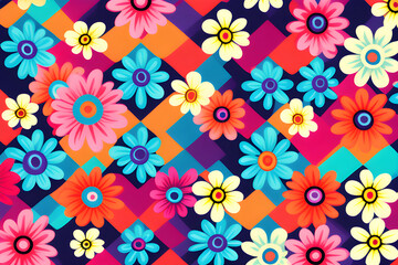 Wall Mural - fantastic flower patterns: vintage psychedelic grooves meet trendy waves generative ai