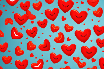 Wall Mural - romantic valentine's day: funny design with a smiling red love heart seamless pattern and bright doo