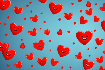 Wall Mural - romantic valentine's day: funny design with a smiling red love heart seamless pattern and bright doo