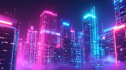 neon background low rise building