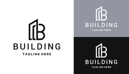 Poster - Initial Letter B Monogram With Apartment Building For Real Estate and Architecture Logo Design