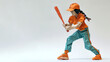 Baseball woman athlete exercise, origami art with copy space