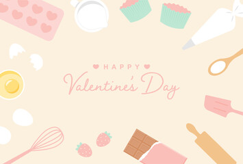 Wall Mural - vector background with a set of making sweets icons for valentine's day banners, cards, flyers, social media wallpapers, etc.