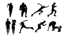Vector Illustration Of Running Athlete Silhouette