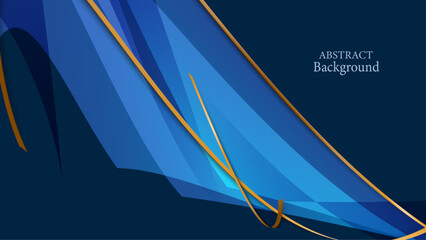 Wall Mural - Modern gradient blue abstract presentation background with corporate concept. Contained gold element.