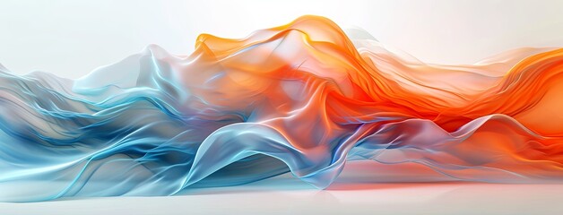 Wall Mural - abstract blue and orange wavy pattern on a grey background