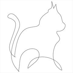 Wall Mural - Continuous one line cat pet drawing out line vector illustration design