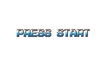 Wall Mural - PRESS START INSERT A COIN TO CONTINUE .pixel art .8 bit game. retro game. for game assets .Retro Futurism Sci-Fi Background. glowing neon grid. and stars from vintage arcade computer games.PNG