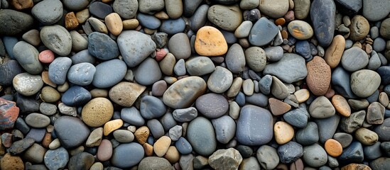 Canvas Print - Attractive pebble and round rock texture as a background image.