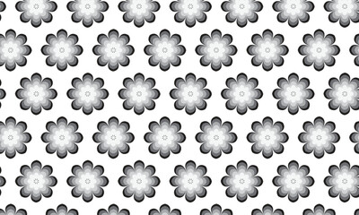 Poster - abstract black white gradient vintage flower design.