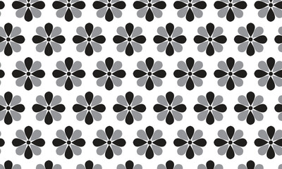Poster - abstract black grey vintage floral flower art.