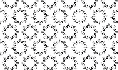 Poster - abstract black seamless vintage floral pattern.