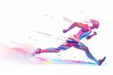 Fototapeta Londyn - Colorful geometric abstract silhouette running at full speed.