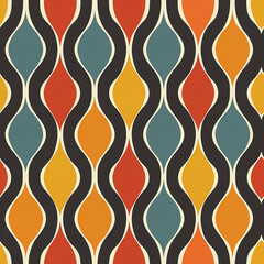 Canvas Print - Nostalgic groovy geometric vintage repeat pattern 60s 70s wavy abstract 