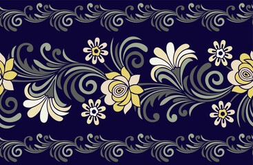 Wall Mural - Seamless lacy vector floral border design