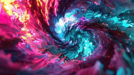 Wall Mural - 3d vibrant fractal neon abstract background