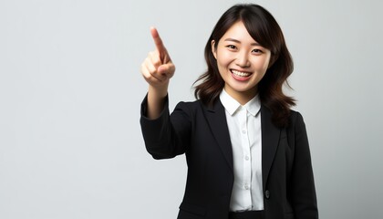 Business woman pointing finger 