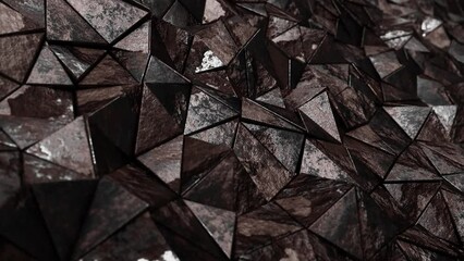 Wall Mural - Realistic abstract looping 3D animation of the moving aged and weathered rusty metal triangles pattern rendered in UHD as motion background