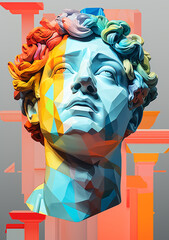 Wall Mural - Gypsum pop art aesthetic statue head