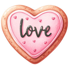 Wall Mural - Valentine Pink Heart Shaped Cookie with Text 