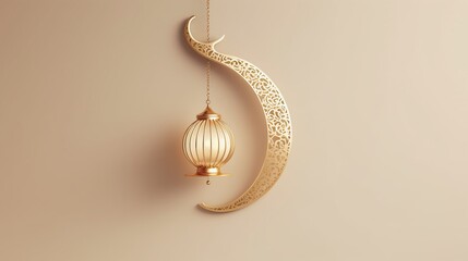 Canvas Print - Ramadan Kareem greeting card. Arabic lantern hanging on the wall.